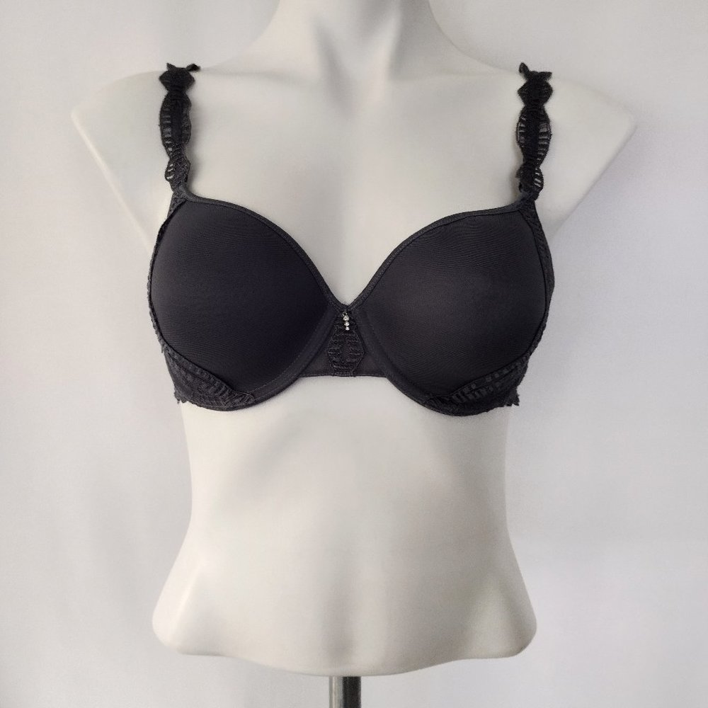 Chantelle Dark Gray Lined Underwire Convertible Bra NEW 34C